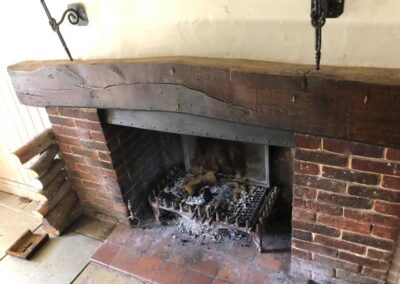 bar fireplace beam restoration with paint
